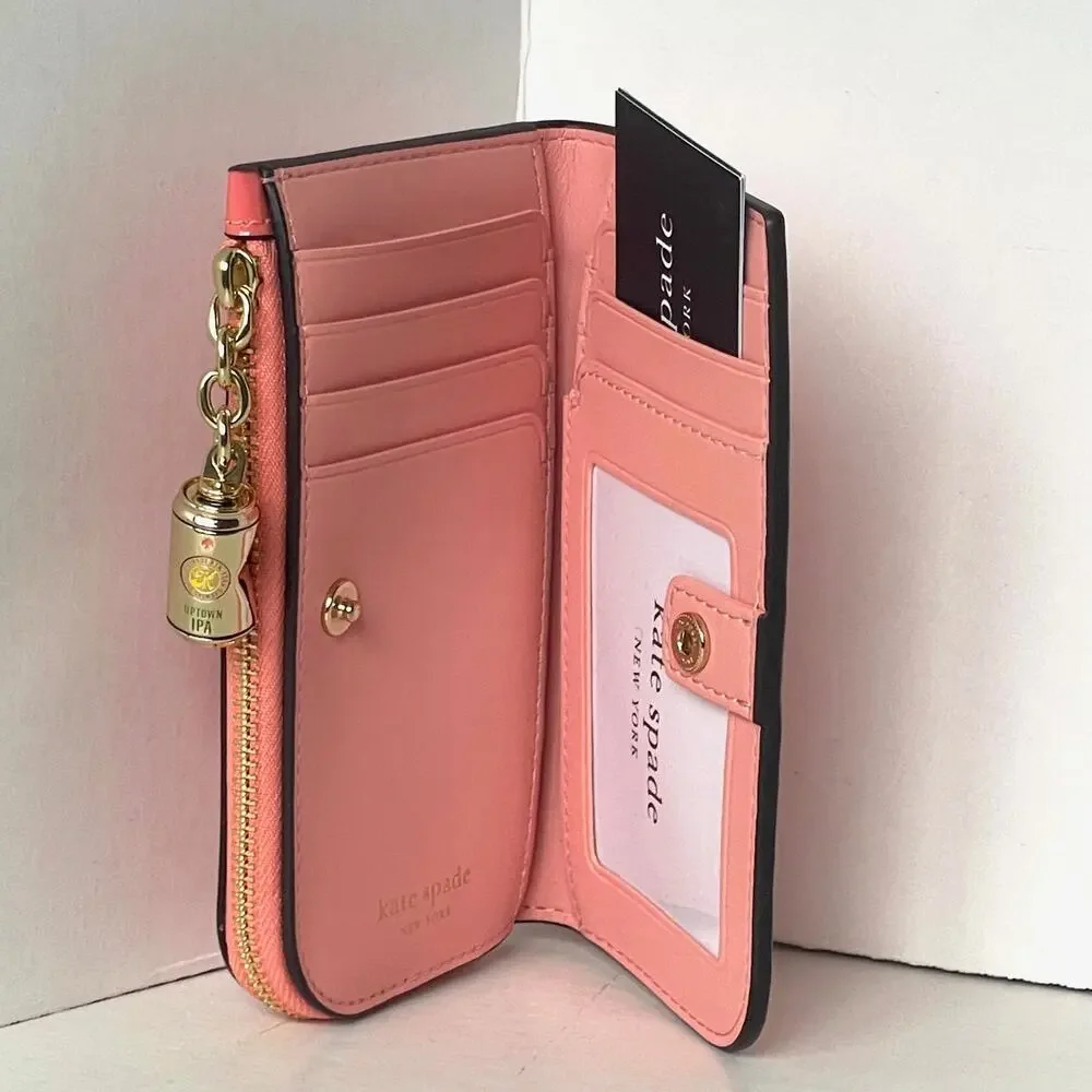 Kate Spade Devin Small Bifold Wallet Pink Moon Patent Leather